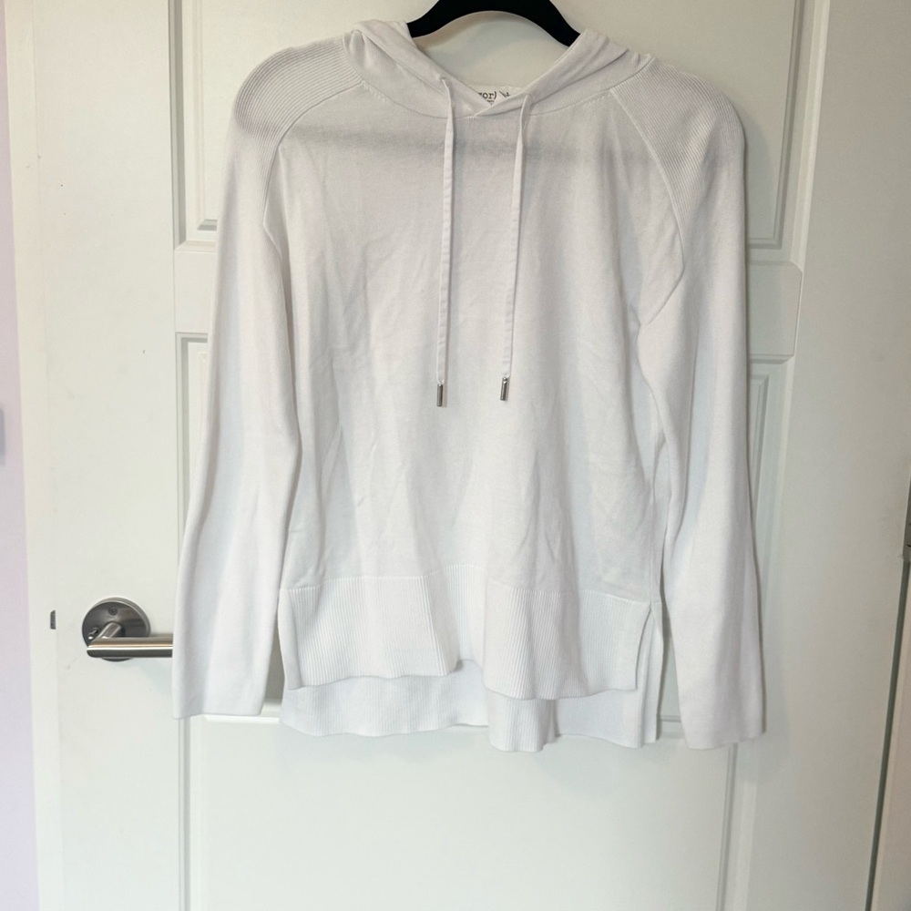 Workshop Whited Knitted Hoodie Sweatshirt Sz XS Minimalist Travel Loungewear